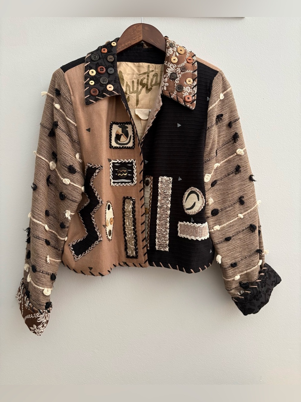 Vintage Crystal Handwoven
Women's Cardigan Sz:M Wearable
Art Unique Eccentric